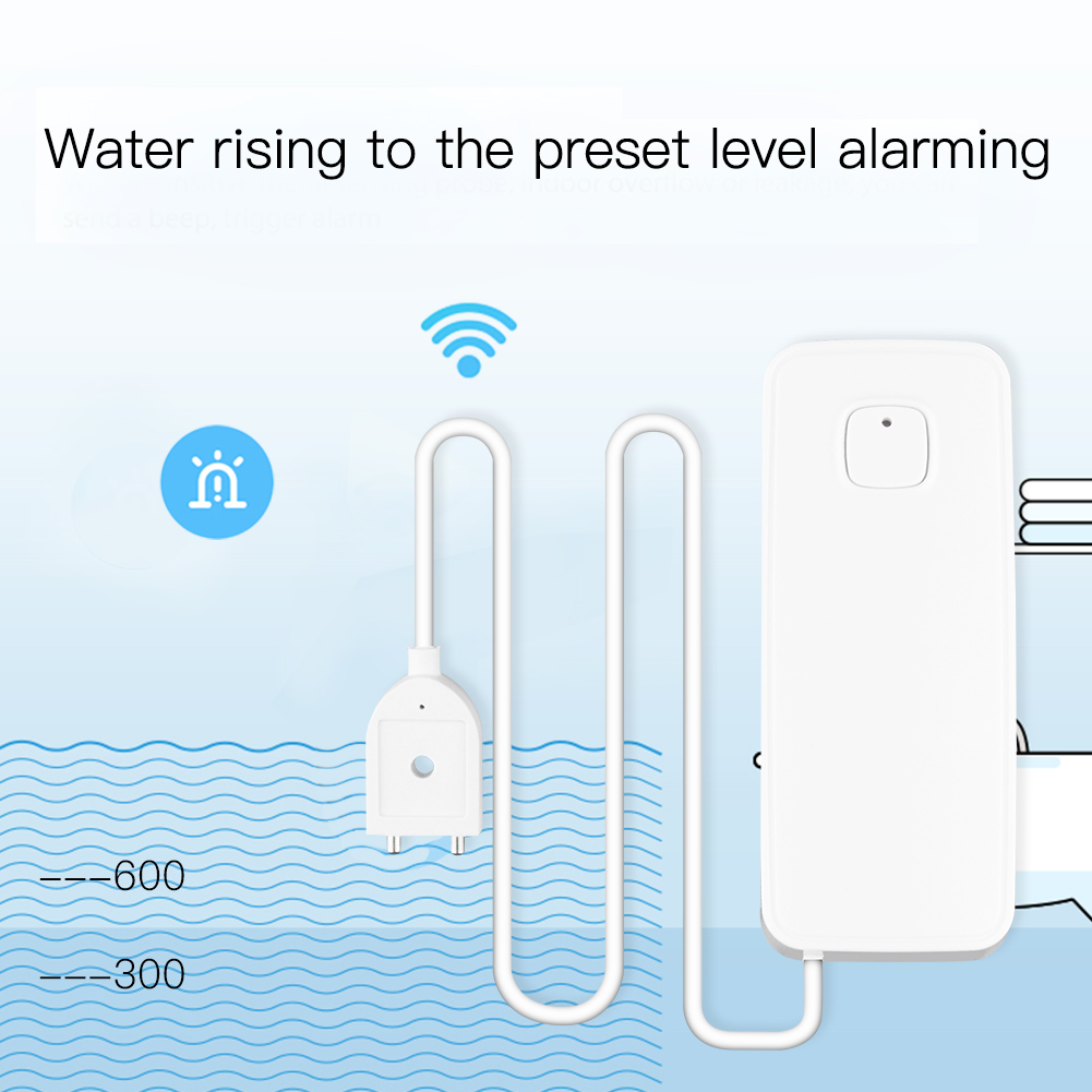 WiFi Smart Flood Sensor Water Leakage Detector Flood Overflow Alert Security Alarm System